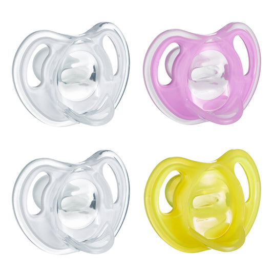 Tommee Tippee Ultra-Light Silicone Pacifier, Symmetrical One-Piece Design, BPA-Free Silicone Binkies, 6-18m, Pack of 4 Pacifiers