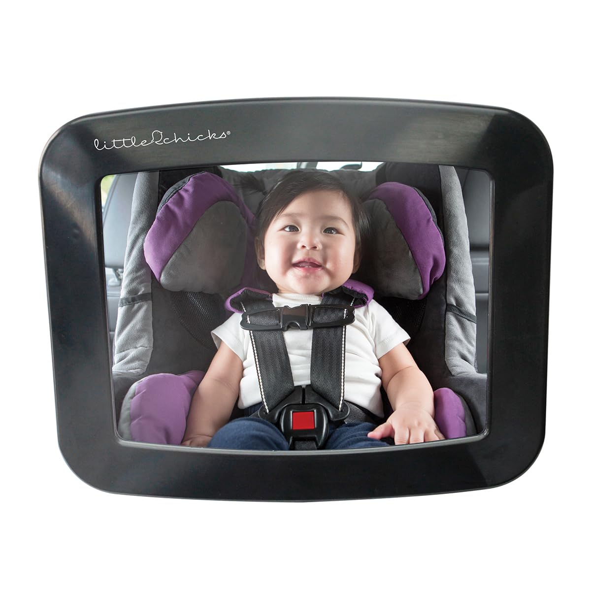Little Chicks Wide Angle Adjustable Backseat Car Mirror - Baby Car Mirror for Rear Facing Car Seat - 360 Swivel Crystal Clear Optimal View - Easy Monitoring for Newborns, Infants and Toddlers