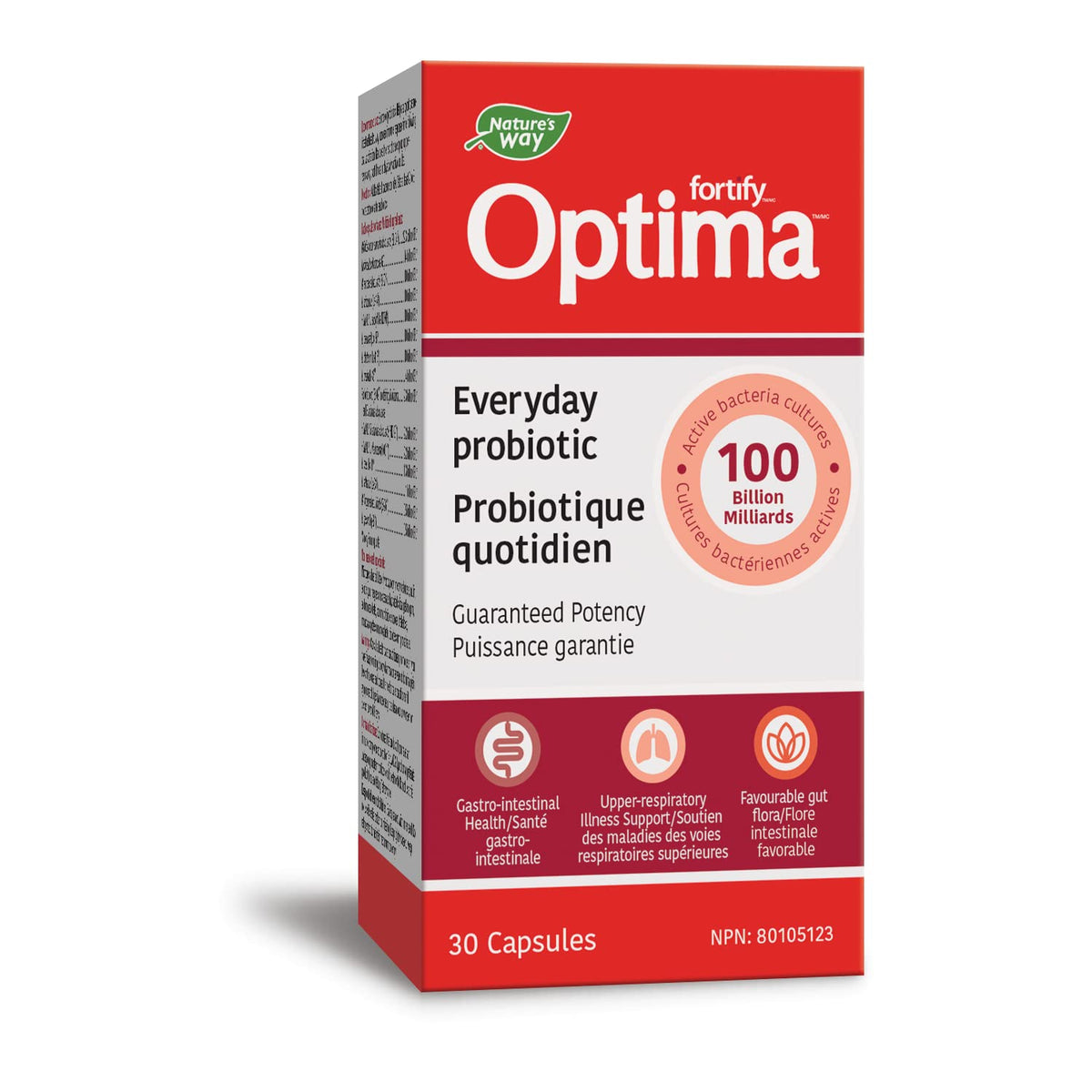 Nature's Way Fortify Optima Everyday Probiotic, 100 Billion Active Probiotic Cultures, Source of Probiotics, 30 Capsules