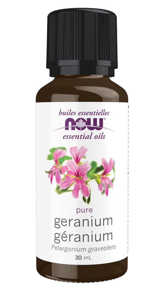 NOW Essential Oils, Geranium Oil, Soothing Aromatherapy Scent, Steam Distilled, 100% Pure, Vegan, Child Resistant Cap, 30ml