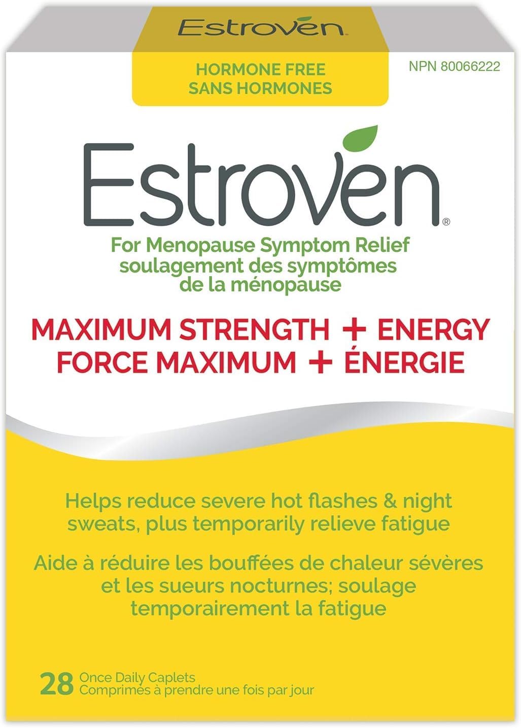 Estroven Maximum Strength + Energy | Menopause Symptom Relief for Women | Helps Reduce Hot Flashes & Night Sweats | Helps Reduce Irritability & Temporarily Relieve Fatigue | 28 Count Caplets