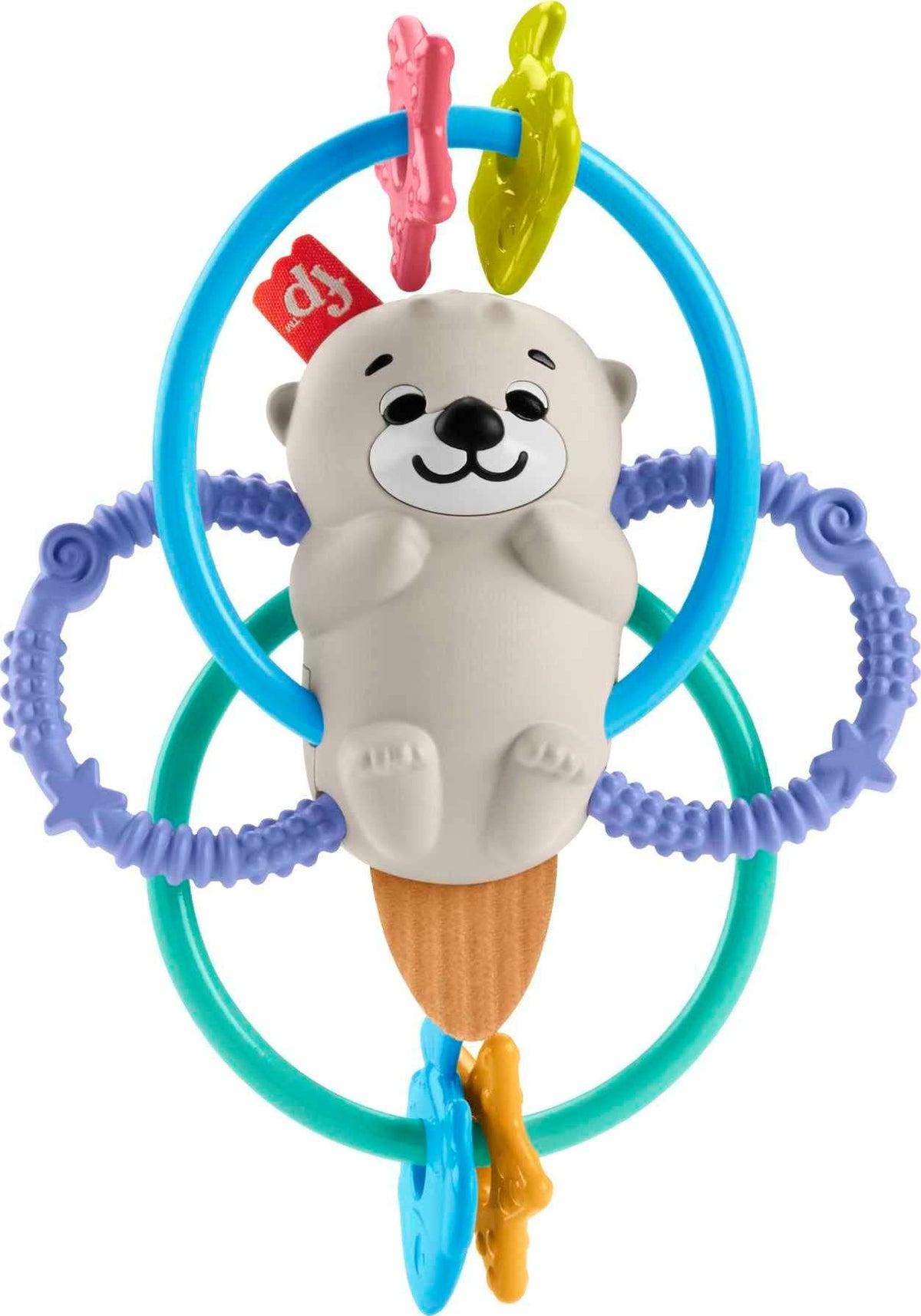Fisher-Price Newborn Toy Twist Teethe Otter, Baby Rattle and Textured BPA-Free Teether for Developmental Play Infants Ages 3+ Months