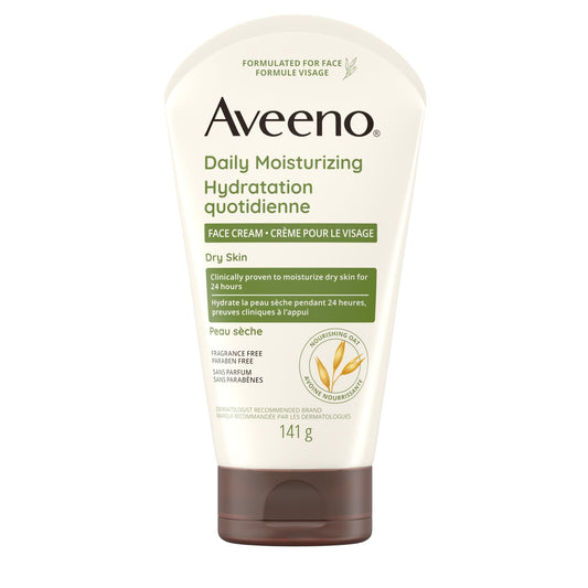 Aveeno Daily Moisturizing Face Cream, Facial & Neck Moisturizer, Dry Skin, Non-GMO Oat, Paraben Free, Fragrance Free, 141-gram