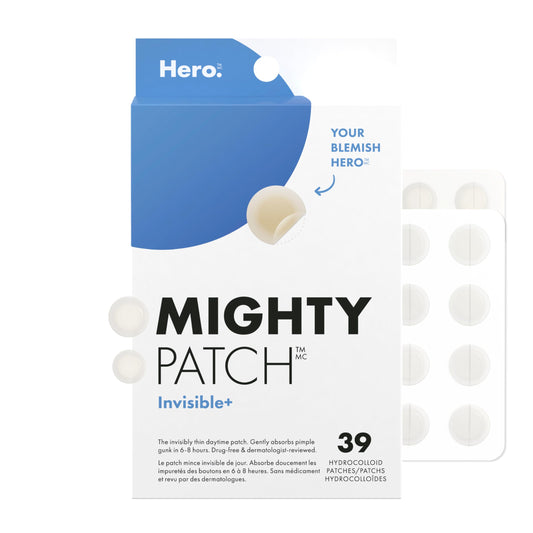 Hero Cosmetics Mighty Patch Invisible+ – Barely-there Hydrocolloid Patch for Pimples on the Face, Day-time Patches for Sensitive Skin, 39 Count