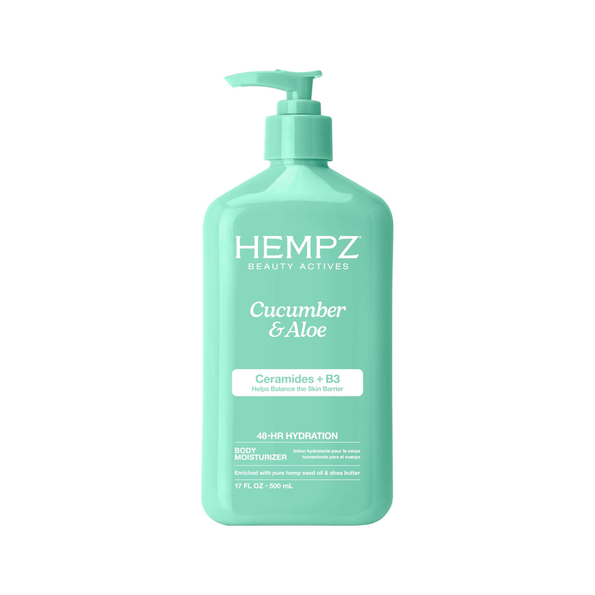 HEMPZ Body Lotion - Cucumber & Aloe Herbal Limited Edition Daily Moisturizing Cream, Shea Butter, Aloe, Cucumber Extract Body Moisturizer - Skin Care Products, Hemp Seed Oil - 17 Fl Oz
