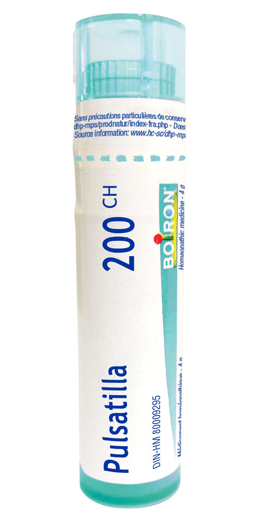 Boiron Pulsatilla 200ch,Homeopathic medicine. Each tube contains 4 g (approximately 80 pellets)