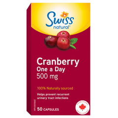 Swiss Natural – Cranberry One A Day Capsule 500mg | Prevents Urinary Tract Infections | Non-GMO, Gluten Free | No Artificial Flavours, or Preservatives | 50 Count