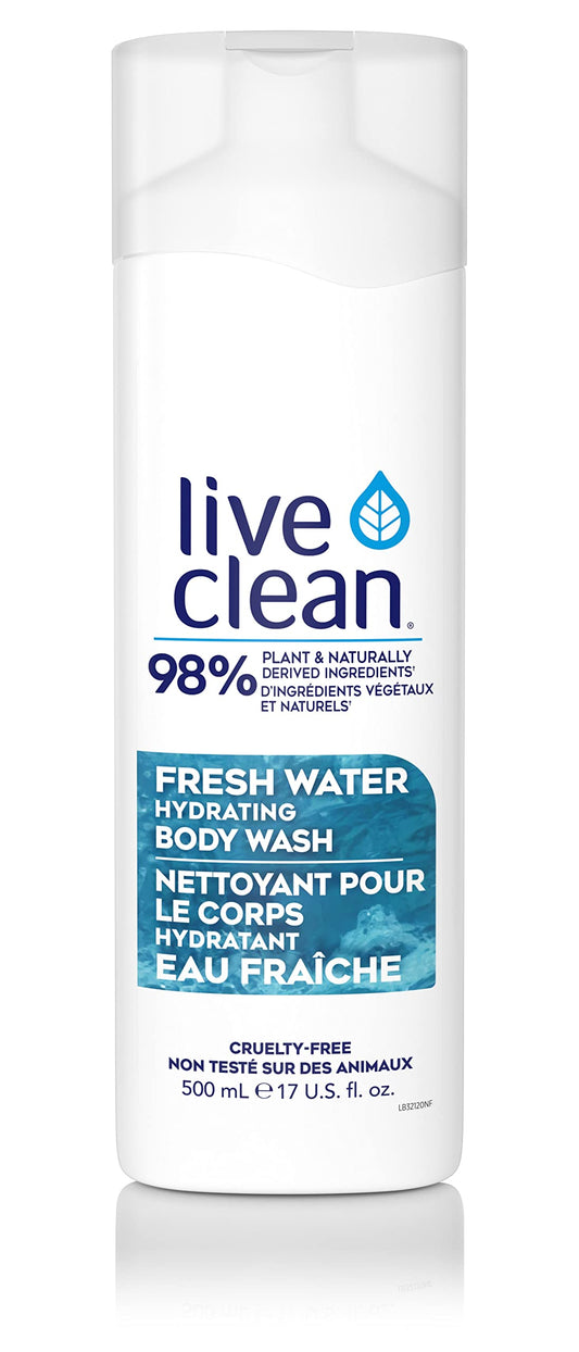 Live Clean Body Wash, Hydrating Fresh Water, 500 mL