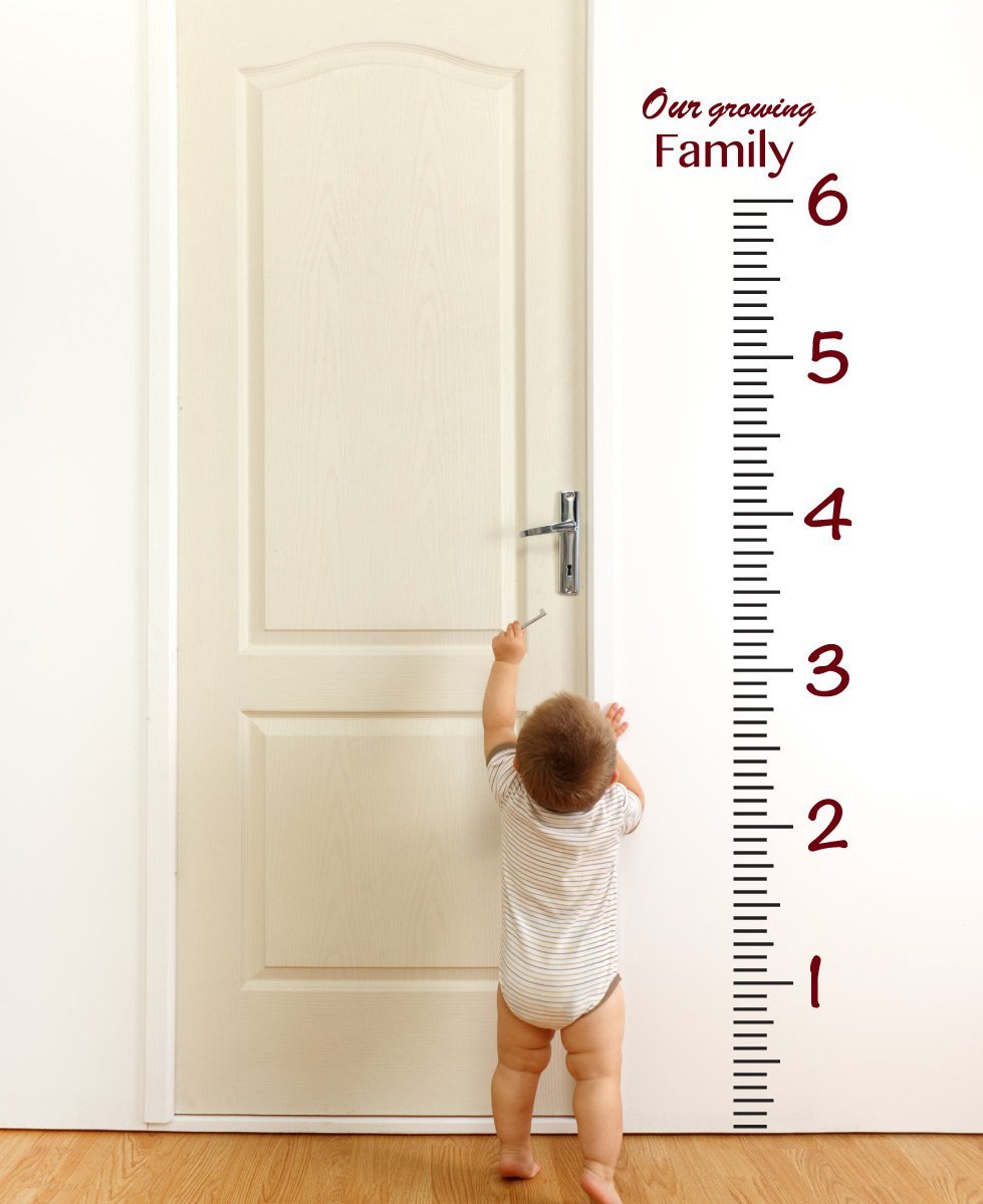 Giant Vinyl Growth Chart Kit | Kids DIY Height Wall Ruler Large Measuring Tape Sticker Number Decal Sticker (Burgundy, 73x23 inches)