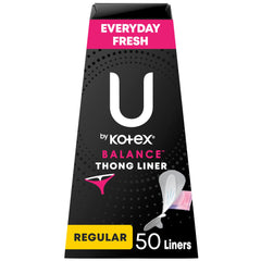 U by Kotex Balance Daily Wrapped Thong Panty Liners for Women (Previously 'Barely There'), Light Absorbency, Regular Length, 50 Count (Packaging May Vary)