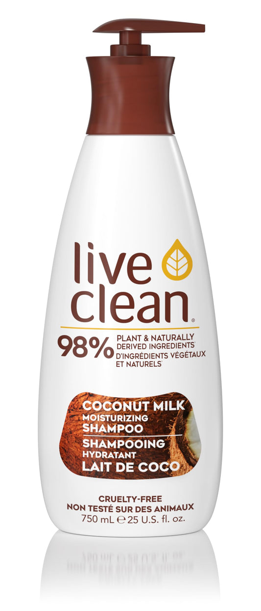 Live Clean Shampoo, Moisturizing Coconut Milk, 750 mL
