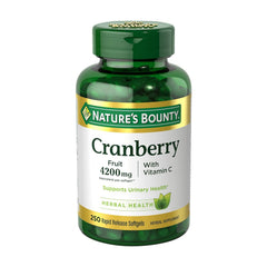 Nature's Bounty Cranberry Pills with Vitamin C Herbal Health Supplement, Helps Prevent Recurrent UTIs, 200 Softgels