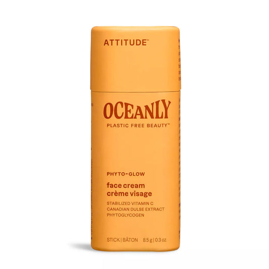ATTITUDE Oceanly Face Cream Stick, Made in Canada, EWG Verified, Plastic-free, Plant & Mineral-Based Ingredients, Vegan & Cruelty-free Beauty Products, PHYTO GLOW, Unscented, 8.5 grams