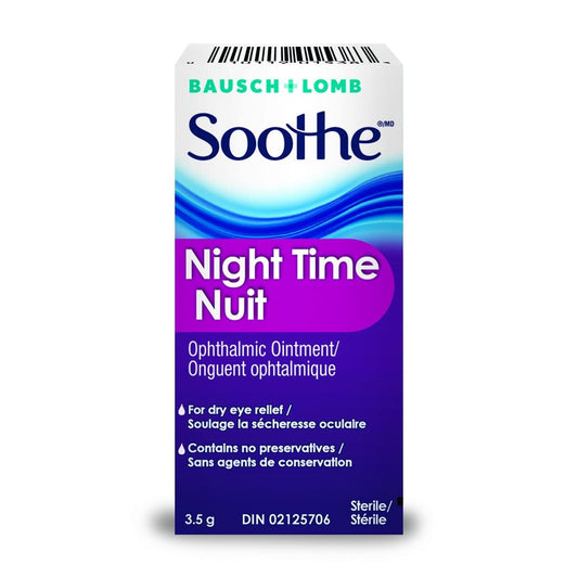 Bausch + Lomb Soothe Night Time Ophthalmic Dry Eye Ointment, Lubricant, Relief for Dry Eyes, Nighttime Dry Eye Relief, Preservative Free, 3.5g