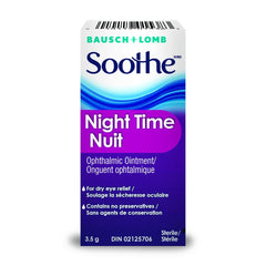 Bausch + Lomb Soothe Night Time Ophthalmic Dry Eye Ointment, Lubricant, Relief for Dry Eyes, Nighttime Dry Eye Relief, Preservative Free, 3.5g