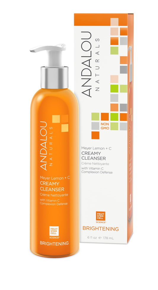 Andalou Naturals Meyer Lemon + C Creamy Cleanser - All Natural Cream Cleanser for Skin Vitality and Complexion Defense, 177.4 ml (Pack of 1)