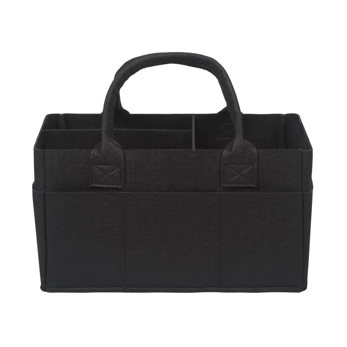 Sammy & Lou Diaper Caddy Organizer - Collapsible Tote Bag with Handles - Organizer for Diapers, Wipes & Baby Changing Supplies - Felt Storage Organizing Bin for Car, Desk, Nursery (Black)