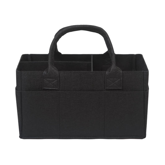 Sammy & Lou Diaper Caddy Organizer - Collapsible Tote Bag with Handles - Organizer for Diapers, Wipes & Baby Changing Supplies - Felt Storage Organizing Bin for Car, Desk, Nursery (Black)