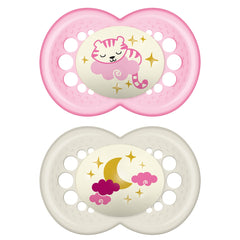 MAM Original Baby Pacifiers 6-16 Months, Binky For Newborn Babies, BPA-Free Skin Soft Silicone Nipple, Glows In The Dark, Developed With Medical Experts, 2 Pack, Sterilizer Case, Made In Europe