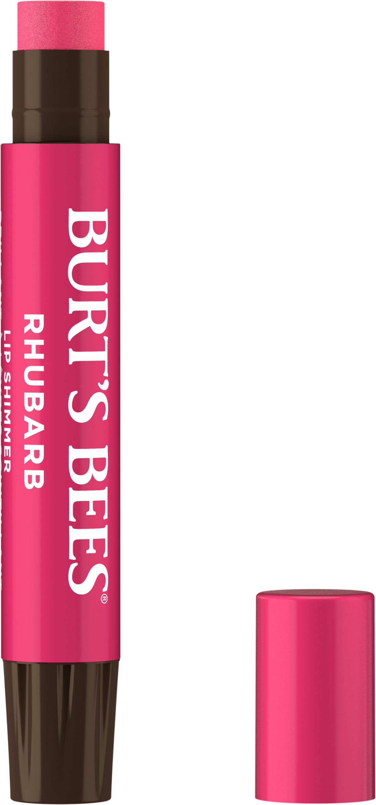 Burt's Bees Lip Shimmer, 100% Natural Origin Lip Gloss, Tinted Lip Colour Get Soft and Hydrated Lips Pack of 1 - Rhubarb