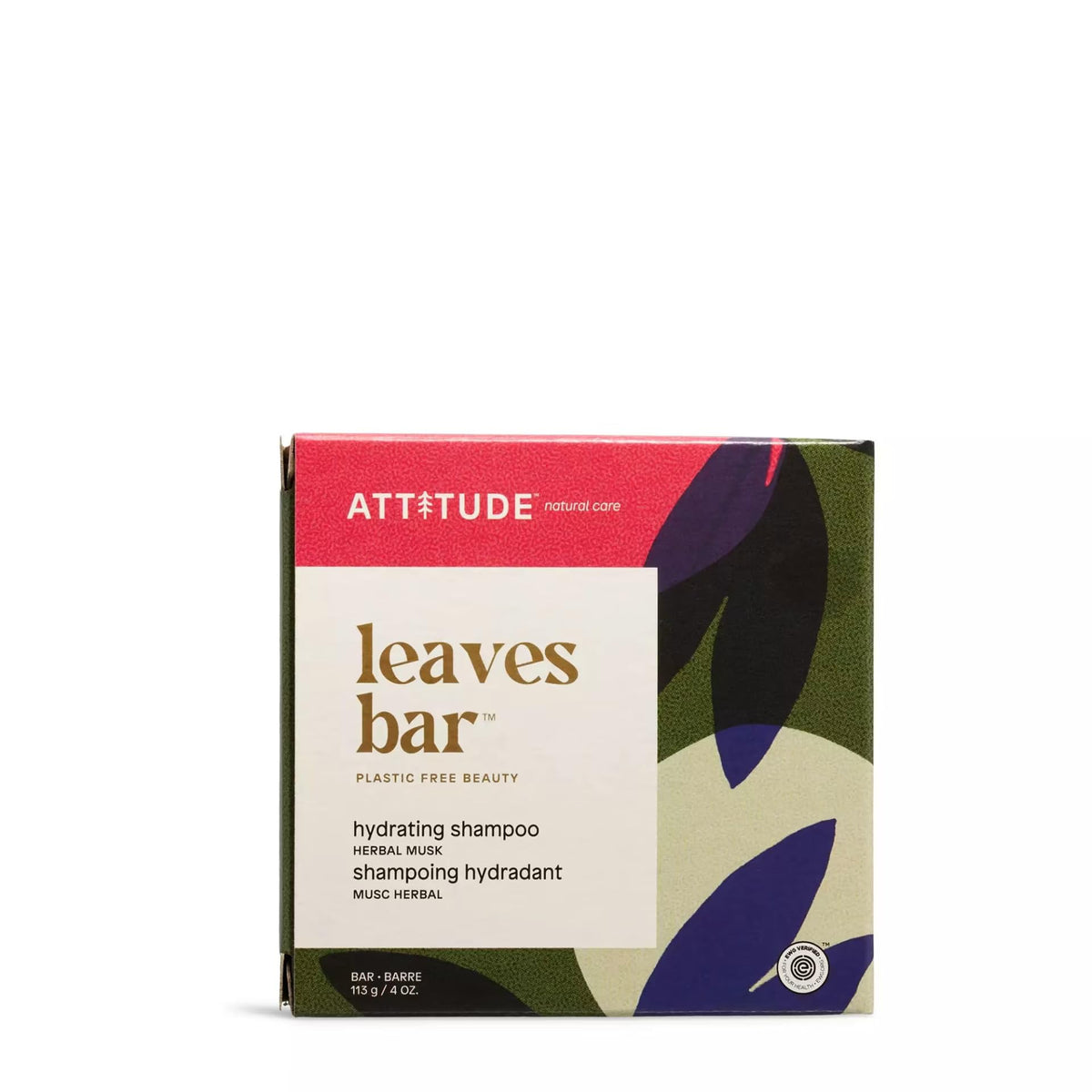 ATTITUDE Hydrating Shampoo Bar, Made in Canada, Natural Origin, Ideal for Dry, Damaged Hair, Castor Oil, EWG Verified & Clean ingredients, Vegan, Herbal Musk, 113 g