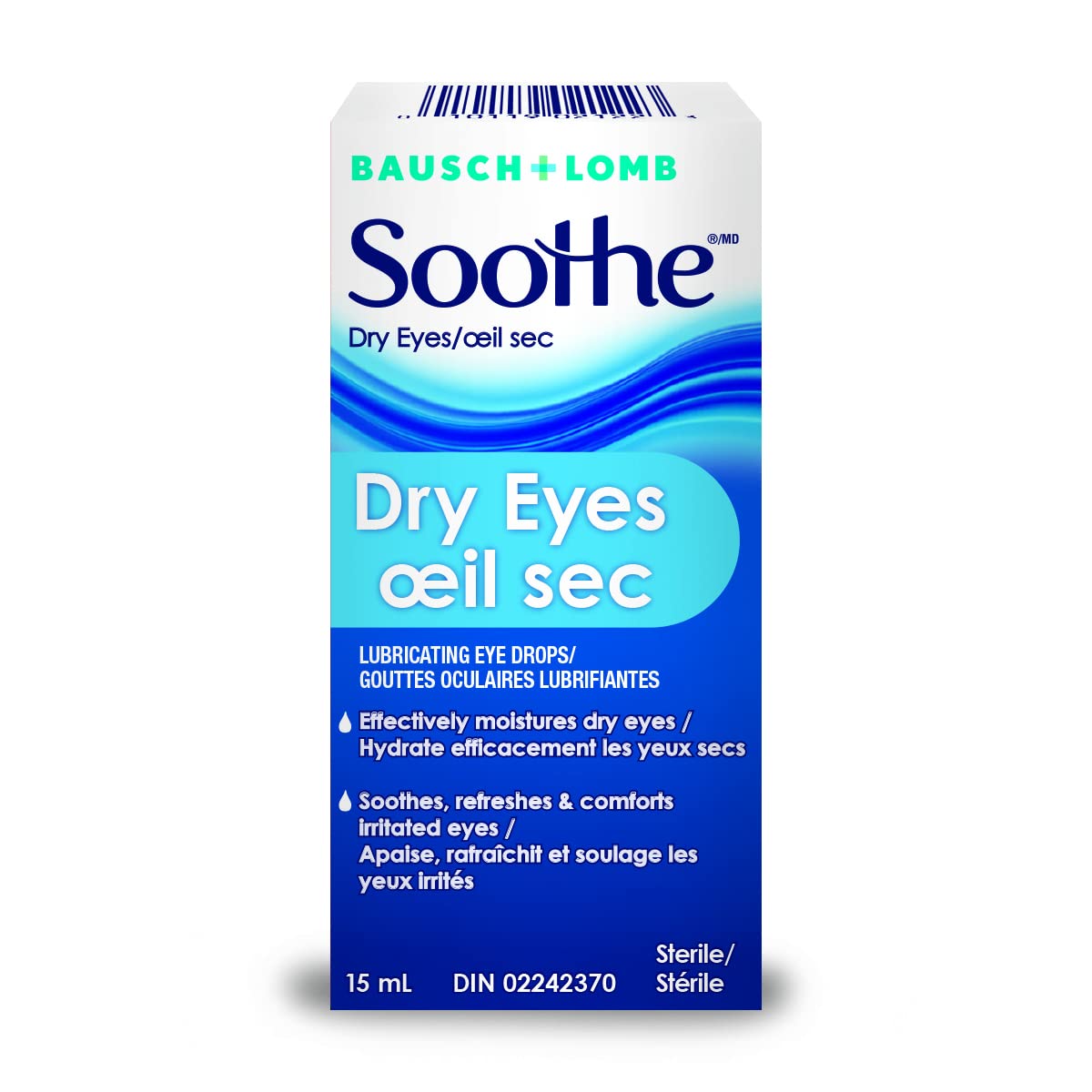 Bausch + Lomb Soothe Dry Eyes Lubricating Eye Drops, Moisturizing and Hydrating, 15mL