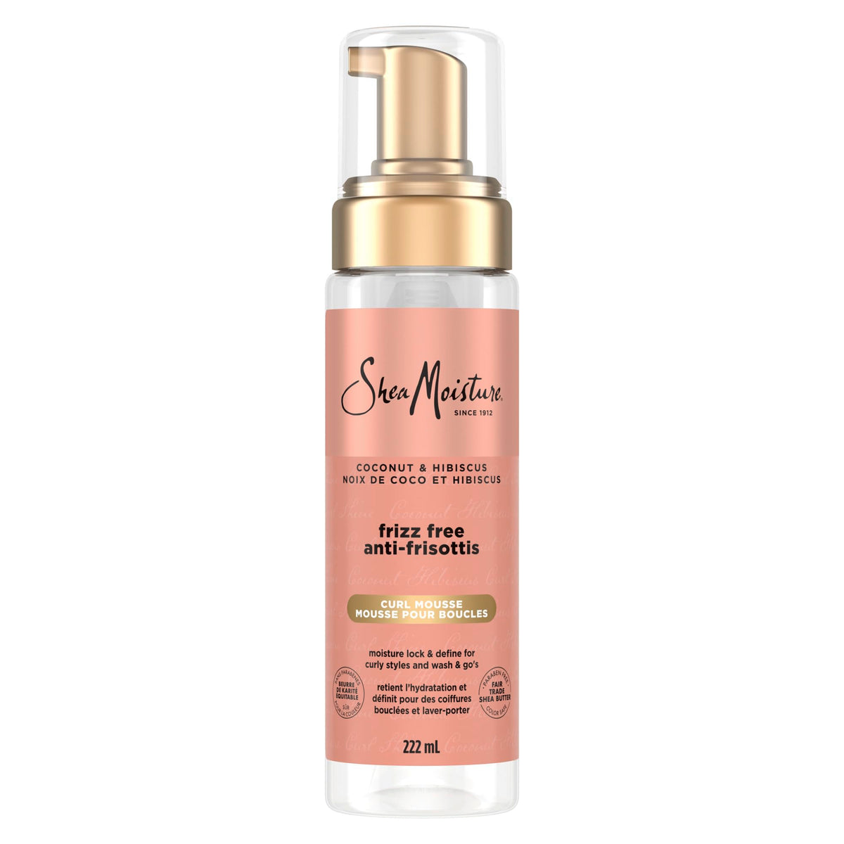 SheaMoisture Frizz-Free Curl Mousse for curly hair Coconut & Hibiscus with Silk Protein & Neem Oil, 222ml