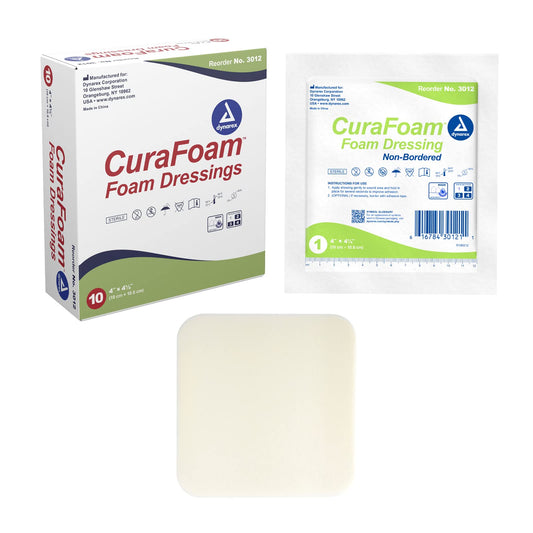 Dynarex Curafoam Foam Dressing, 4 X 4.25 Inch/10 Count