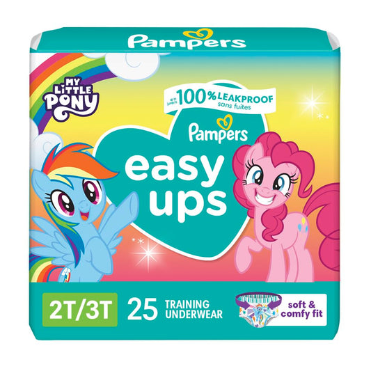 Pampers Potty Training Underwear for Toddlers, Easy Ups Diapers, Pull Up Training Pants for Girls and Boys, Size 4 (2T-3T), 25 Count, Jumbo Pack (Packaging & Prints May Vary)