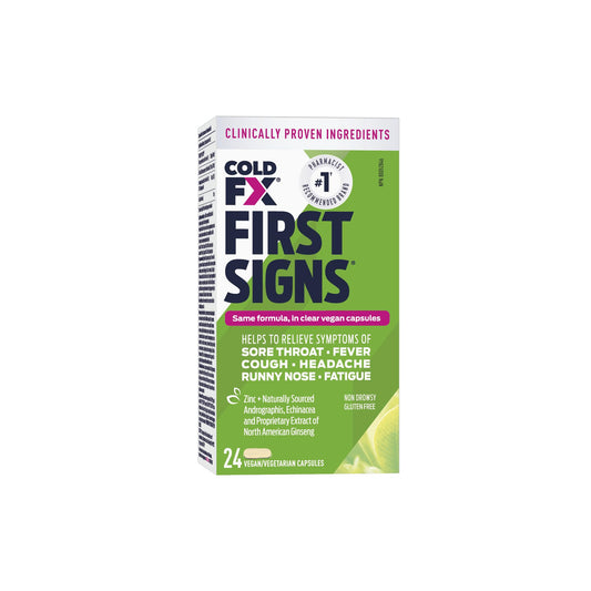 COLD-FX First Signs, Zinc, Ginseng, Extract, Echinacea, Andrographis, Relieve Cold & Flu Symptoms, 24 Vegan Capsules