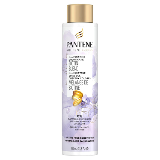Pantene Sulfate Free Conditioner Illuminating Hair Color with Biotin Safe for Color Treated Hair Nutrient Blends, 400 mL