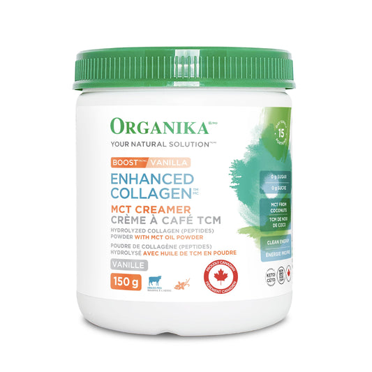 Organika Canadian-Made Enhanced Collagen Boost with MCT Oil Powder and Vanilla - 150g