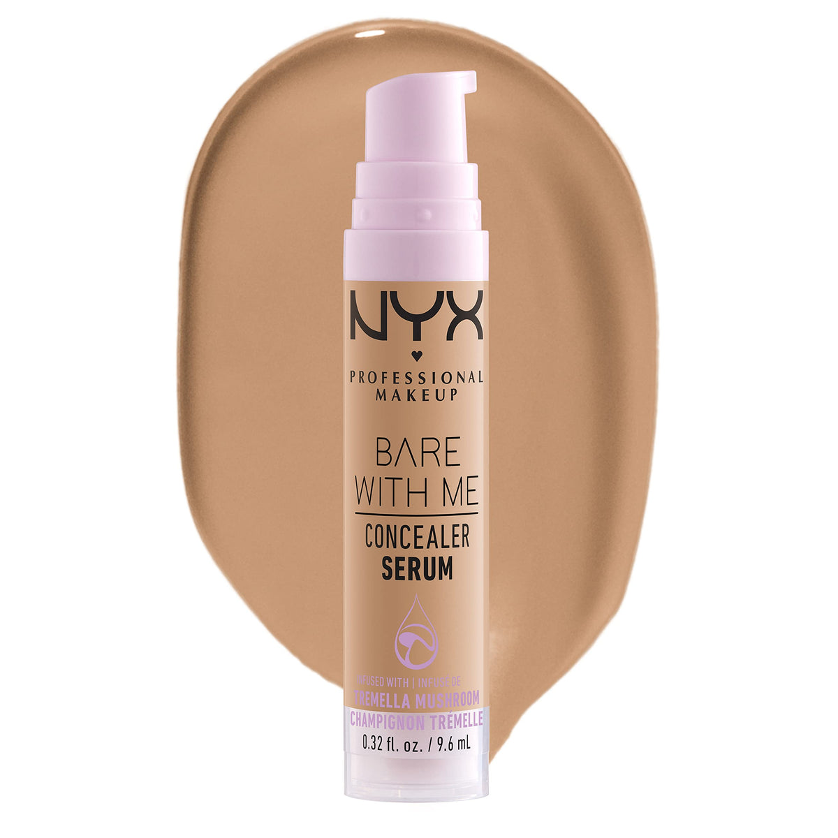NYX PROFESSIONAL MAKEUP, Bare With Me, Serum Concealer, 24HR Hydration, Vegan Formula - 07 Medium, 9.6mL