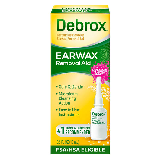 Debrox Ear Wax Removal Drops, Gentle Microfoam Ear Wax Remover with Carbamide Peroxide, 0.5 Fl Oz