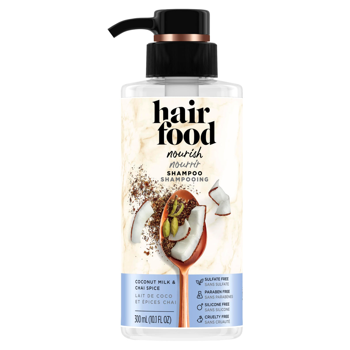 Hair Food Coconut & Chai Spice Sulfate Free Shampoo, 300 mL, Dye Free Nourishment