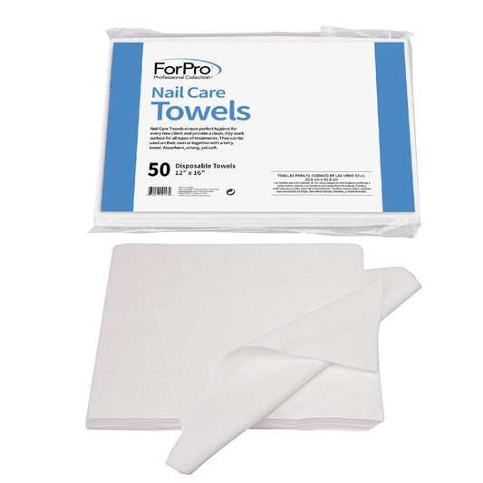 ForPro Professional Collection Original Nail Care Towels for Manicures and Pedicures, Lint-Free, Disposable Towels, 12" x 16", 50-Count