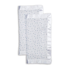lulujo Baby Security Lovey Blankets| Unisex Softest Breathable Cotton Muslin Security Blanket with Silky Satin Trim| Neutral Comforting Blanket for Girls & Boys | 16in by 16 in| Stars
