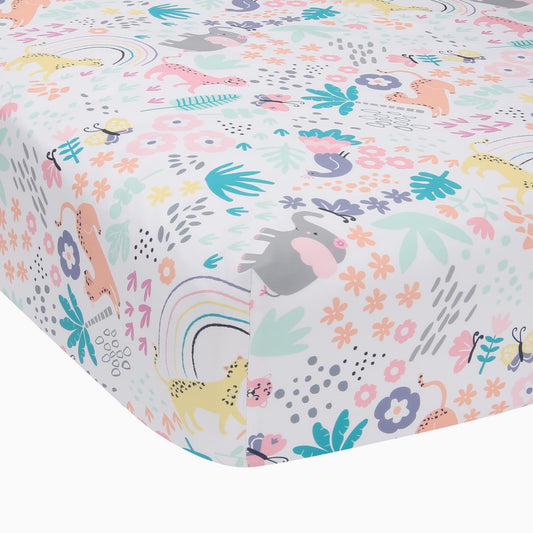 Rainbow Jungle Fitted Crib Sheet