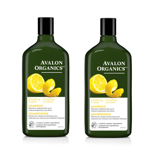 Avalon Organics Clarifying Lemon Shampoo, Removes Buildup to Restore Brightness and Shine, 325 ml, 2 Pack