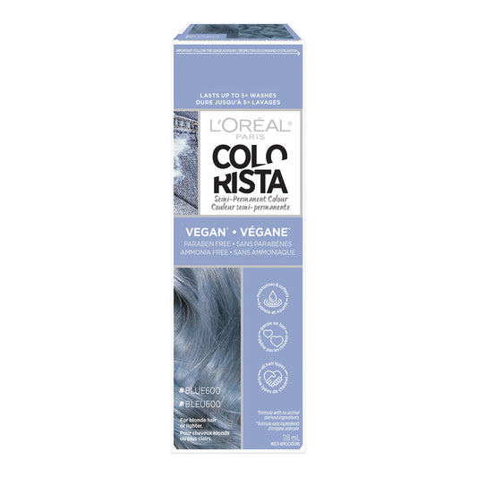 L’Oréal Paris Colorista Semi Permanent Hair Color for Bleached or Blonde Hair, 600 Blue, Color Depositing Hair Mask Formula, 1 EA (Packaging May Vary)