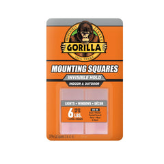 Gorilla Tough & Clear Double Sided Mounting Tape Squares, Hanging, Repairing, Weatherproof, Instant Hold, 24-1in Pre-Cut Squares, Clear, (Pack of 1)