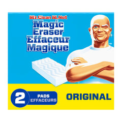 Mr. Clean Magic Erasers Original, Bathroom, Shower, and Oven Cleaner, Cleaning Pads with Durafoam, 2 Count