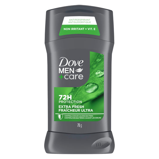 Dove Men+Care Antiperspirant Stick for 72h sweat & odour protection Extra Fresh with Triple Action moisturizer to help prevent skin irritation caused by dryness, 76g