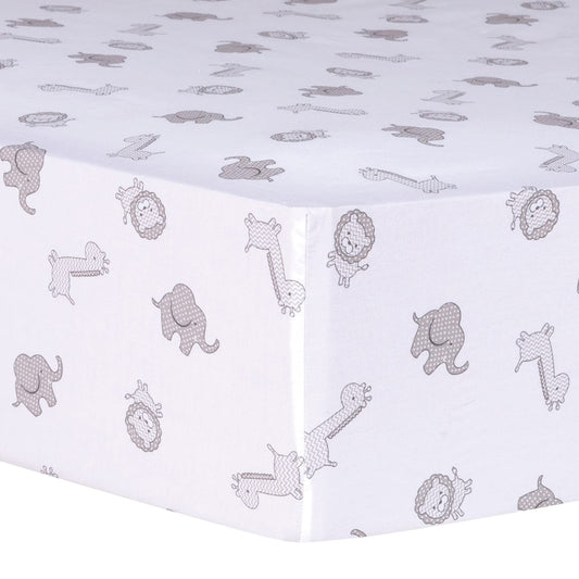 Trend Lab Safari Chevron Animals Fitted Crib Sheet, Black/White