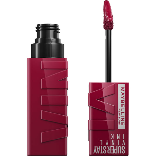 Maybelline Super Stay Vinyl Ink Longwear No-Budge Liquid Lipcolor, Highly Pigmented Color and Instant Shine, Unrivaled, Berry Burgundy Lipstick, 0.14 fl oz, 1 Count