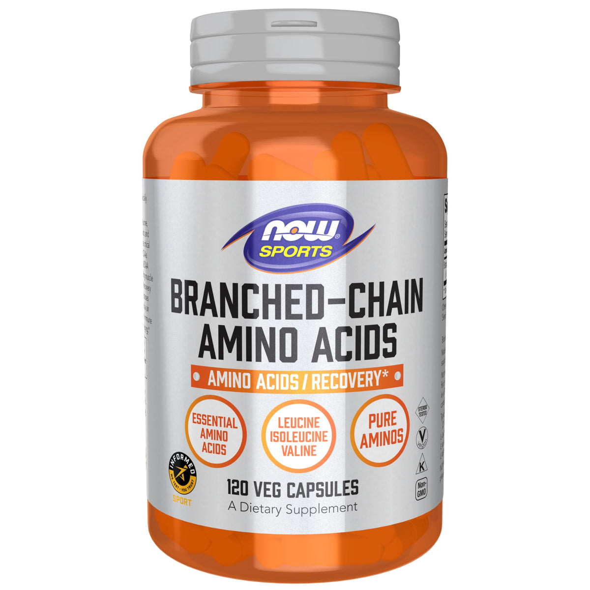 NOW Sports, Branched Chain Amino Acids, With Leucine, Isoleucine and Valine, 120 Veg Capsules
