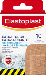 Elastoplast Extra Tough Waterproof XL Bandages (10 Strips) | Waterproof and tough fabric | Super Strong Adhesion | Provides Durable Protection | Bacteria Shield