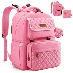 Maelstrom Large Diaper Bag,29L-45L Expandable Diaper Bag Backpack for 2 Kids/Twins Baby Stuff, with Removable Cross Body Bottle Bag for Mom/Dad, Stylish Baby Bag Gift for Boys/Girl-Pink