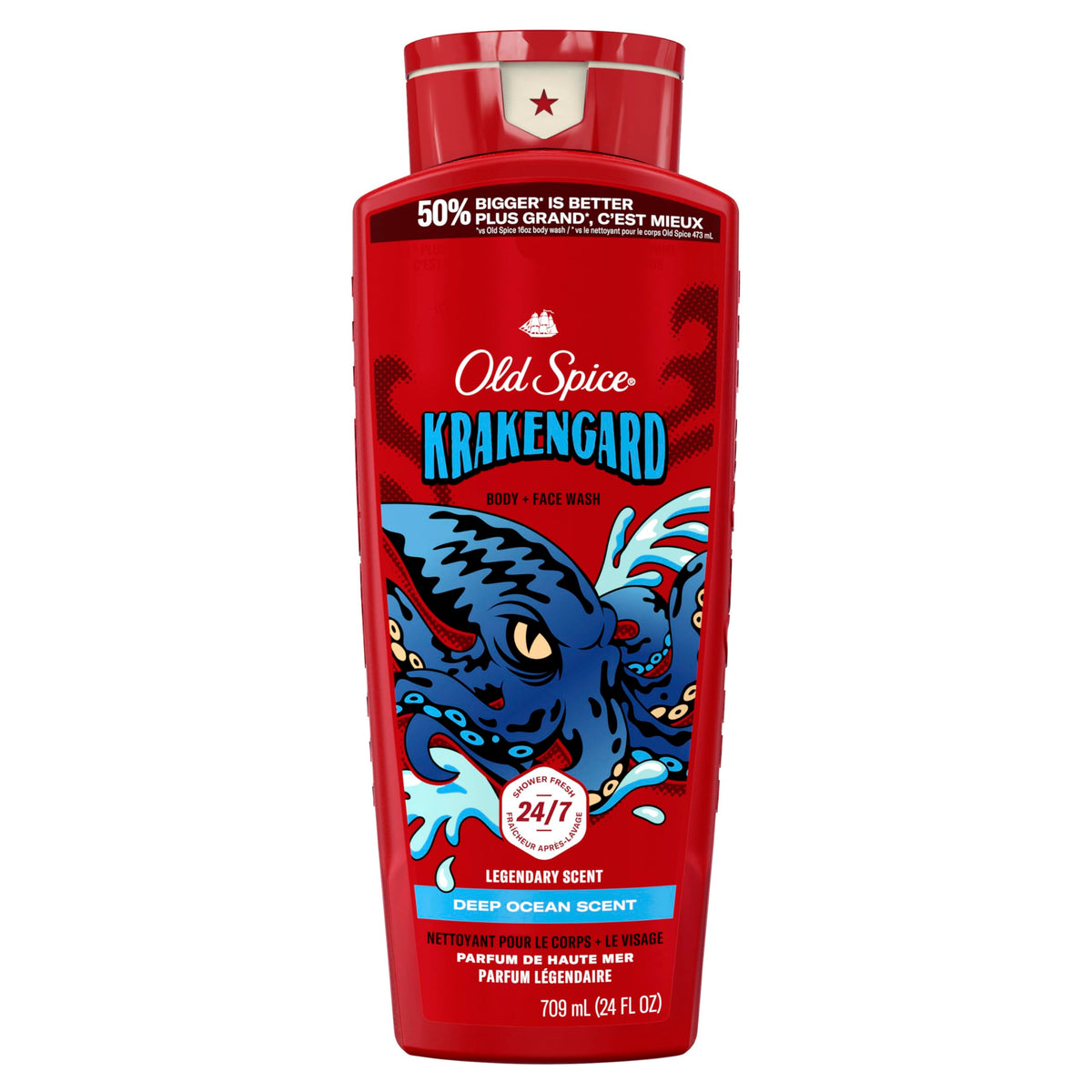 Old Spice Body Wash for Men, Krakengard, Deep Ocean Scent, Long Lasting Lather, 709 ml