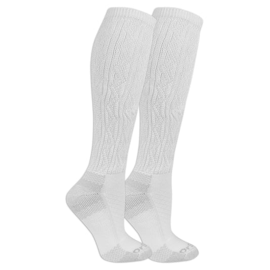 Dr. Scholl's Women's Advanced Diabetic Blisterguard Socks-2 & 3 Pair Packs-Non-Binding Cushioned Comfort, White - Knee High (2 Pairs), 4-10